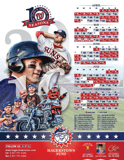 2016 Season Schedule Poster (Hagerstown Suns)